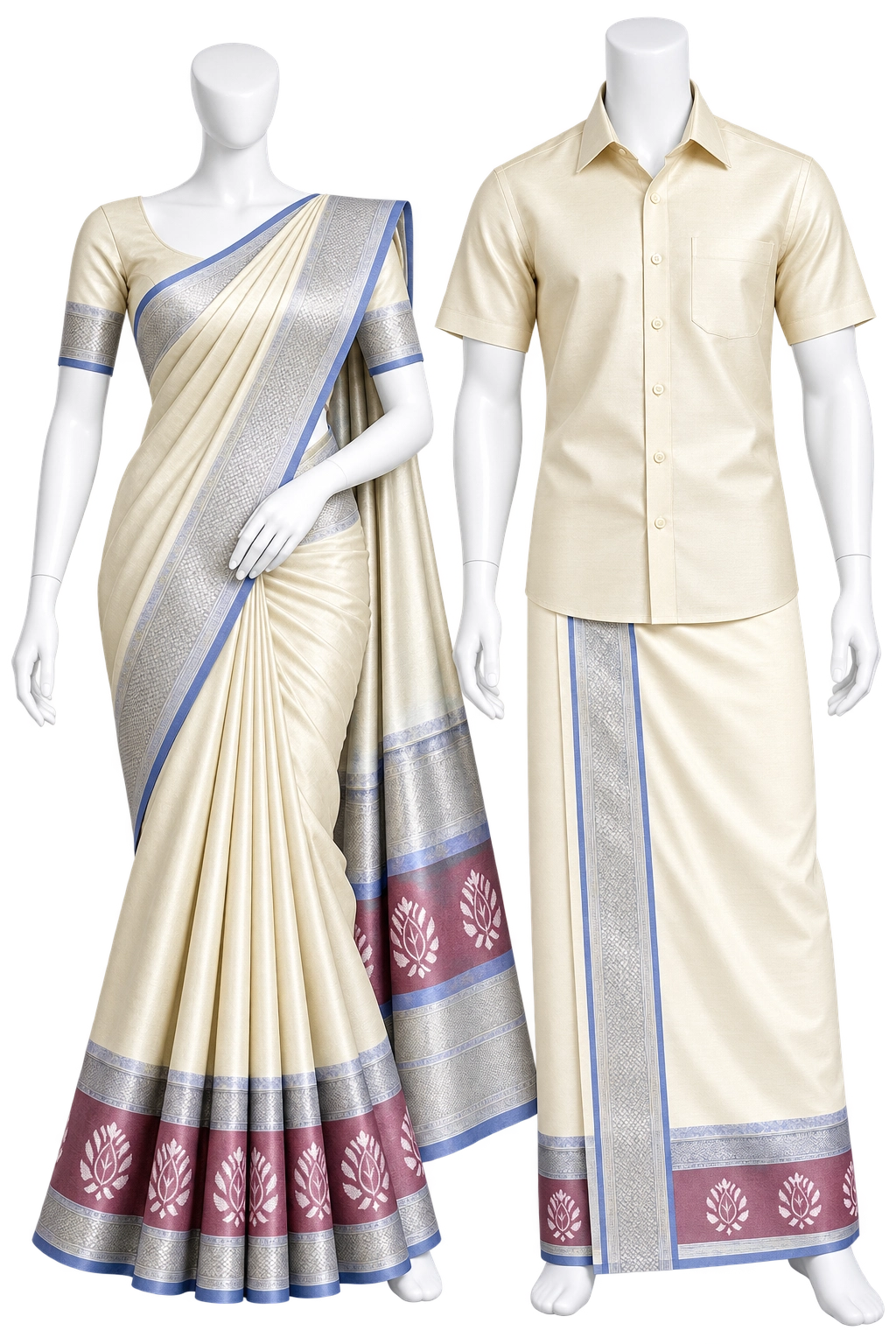 Couples Combo – Ivory, Silver & Blue